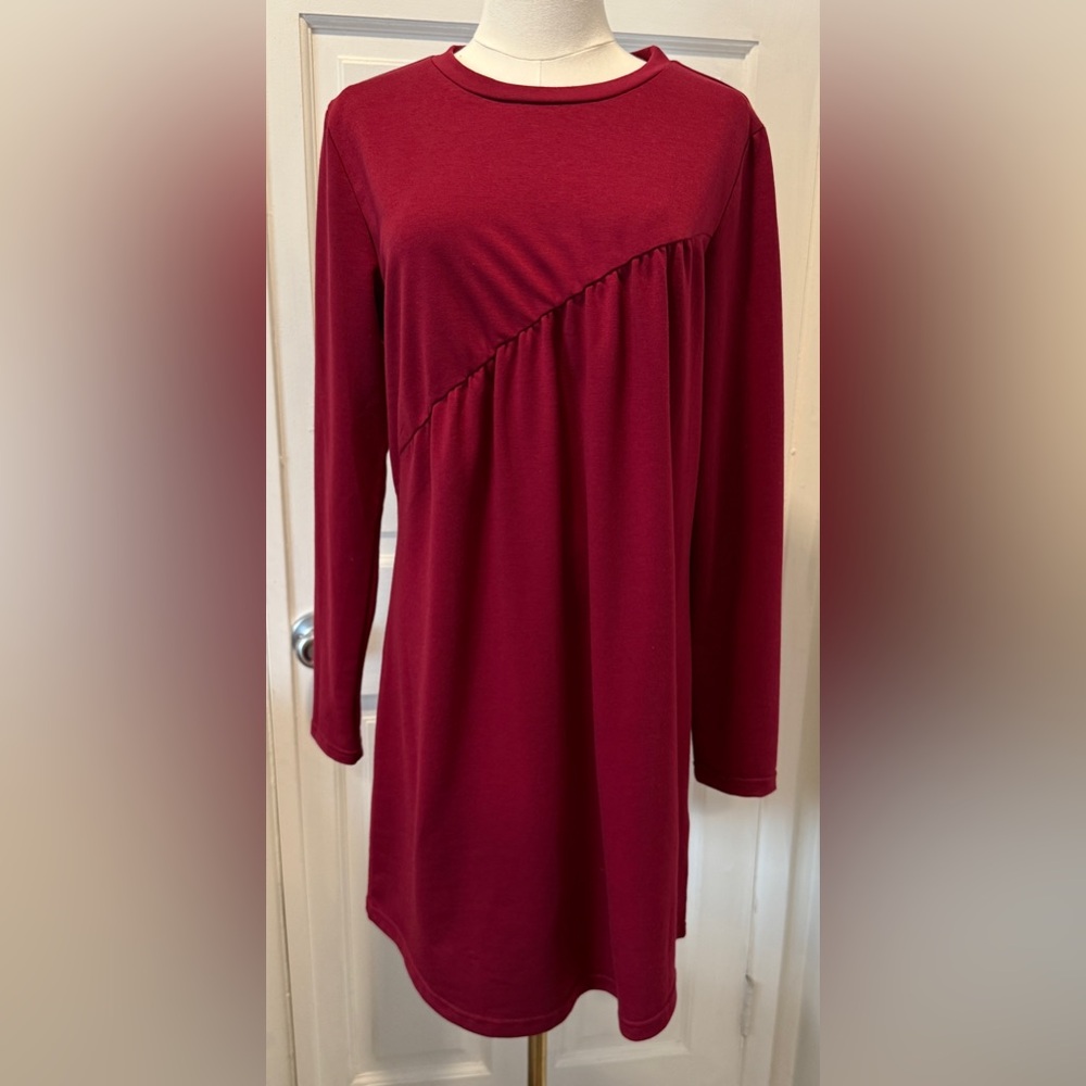 Prettygarden Burgundy Long Sleeve Tunic Dress – Size M